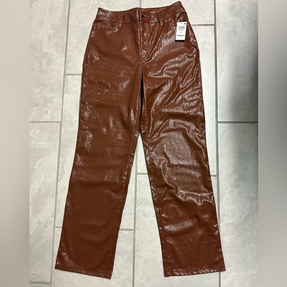 Women’s INC brown faux leather pants size 6